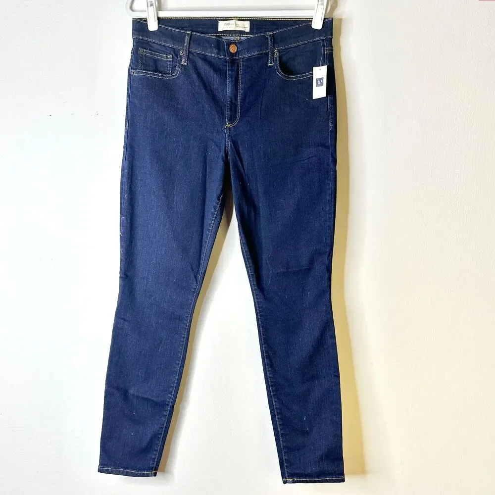 GAP 1969 Jean Women 32 R Dark Wash Stretch Mid Rise Gap For Good True Skinny NWT